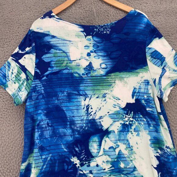 Chicos Dress Womens 3 US Extra Large Blue T Shirt Short Sleeve Stretch Pullover - Picture 3 of 11